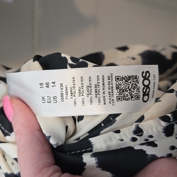 ASOS Animal PRINT MAXI DRESS Plus 14 TALL WOMENS BLACK OFF WHITE - Picture 8 of 9